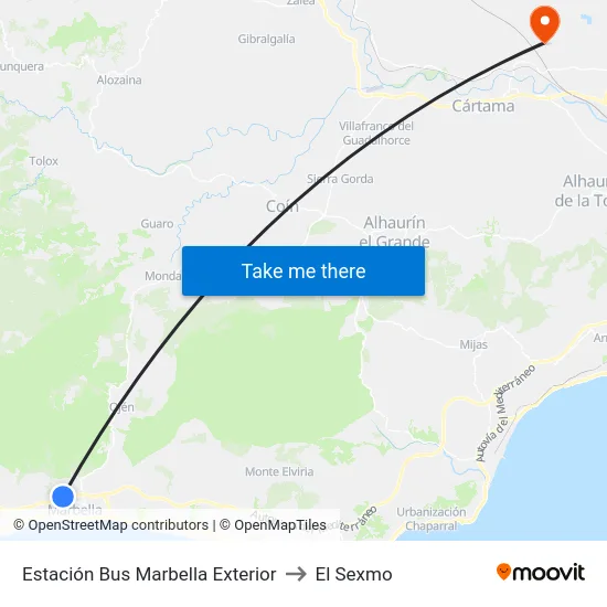 Estación Bus Marbella Exterior to El Sexmo map