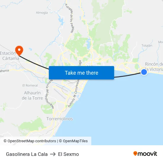Gasolinera La Cala to El Sexmo map