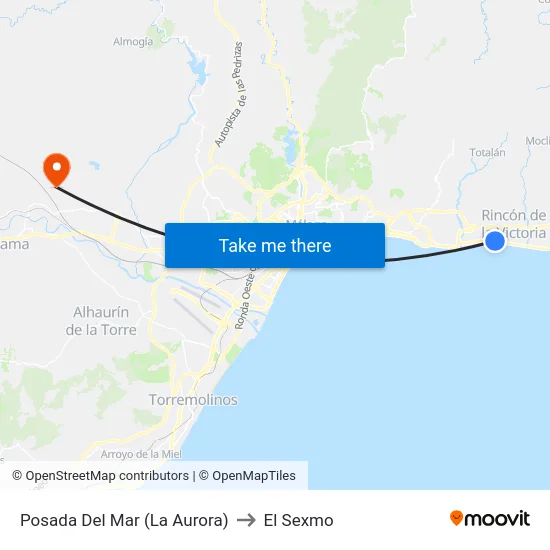 Posada Del Mar (La Aurora) to El Sexmo map