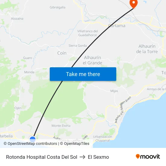 Rotonda Hospital Costa Del Sol to El Sexmo map