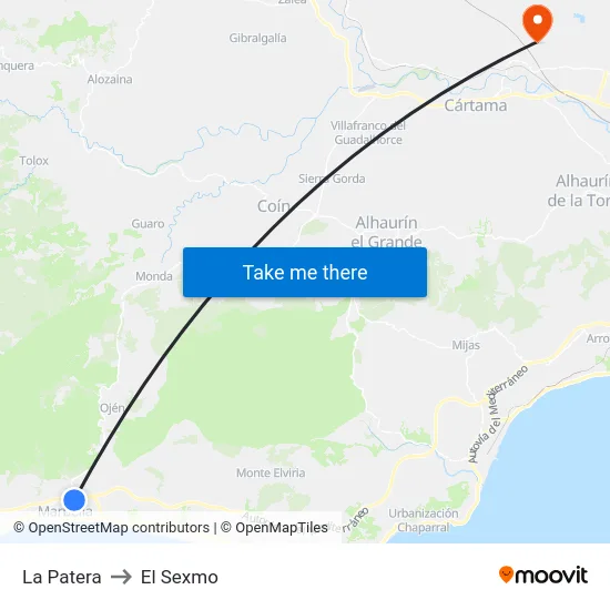La Patera to El Sexmo map