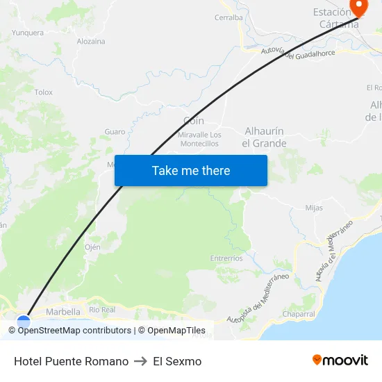 Hotel Puente Romano to El Sexmo map