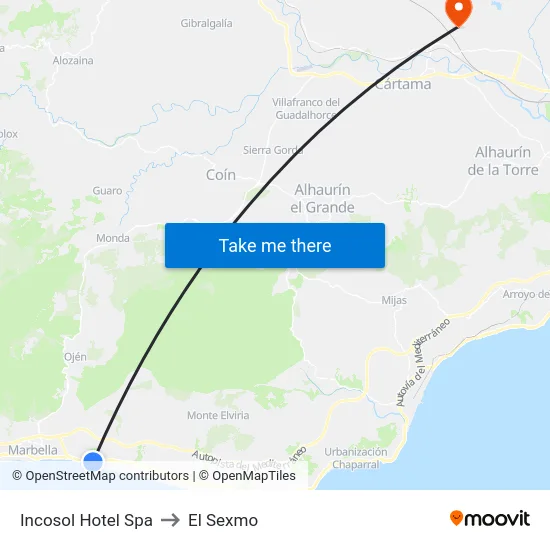 Incosol Hotel Spa to El Sexmo map