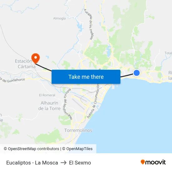 Eucaliptos - La Mosca to El Sexmo map