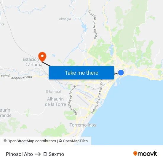 Pinosol Alto to El Sexmo map