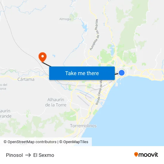 Pinosol to El Sexmo map