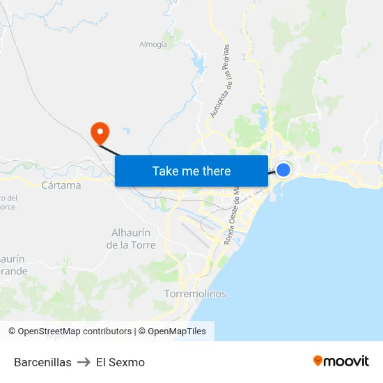 Barcenillas to El Sexmo map