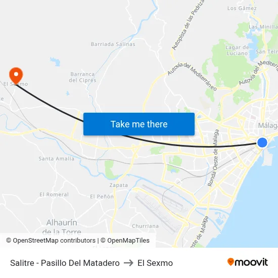 Salitre - Pasillo Del Matadero to El Sexmo map