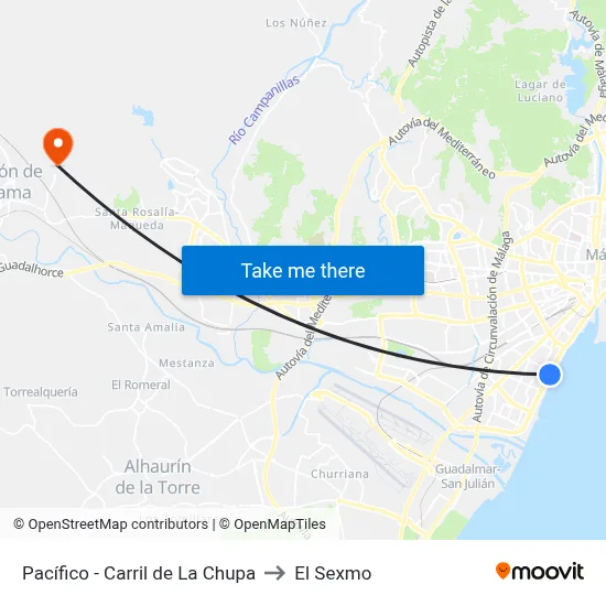 Pacífico - Carril de La Chupa to El Sexmo map