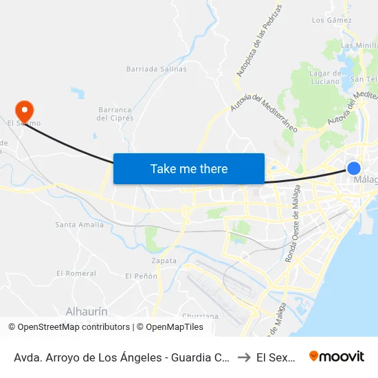 Avda. Arroyo de Los Ángeles - Guardia Civil to El Sexmo map