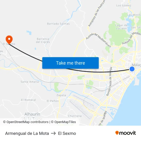 Armengual de La Mota to El Sexmo map