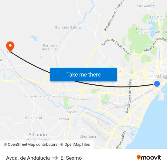 Avda. de Andalucía to El Sexmo map