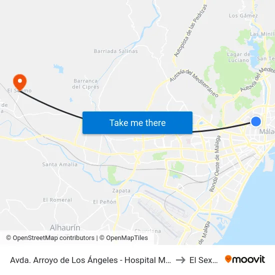 Avda. Arroyo de Los Ángeles - Hospital Materno to El Sexmo map