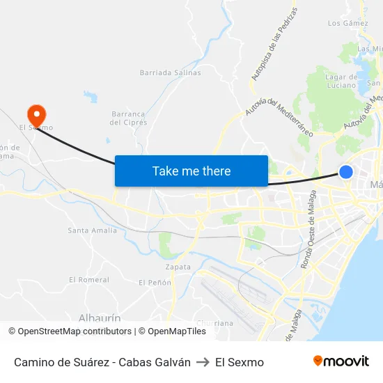 Camino de Suárez - Cabas Galván to El Sexmo map