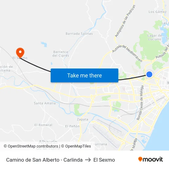 Camino de San Alberto - Carlinda to El Sexmo map