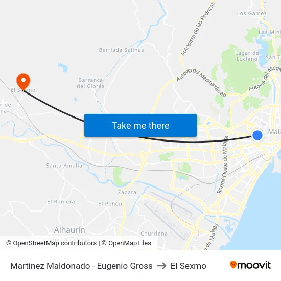 Martínez Maldonado - Eugenio Gross to El Sexmo map