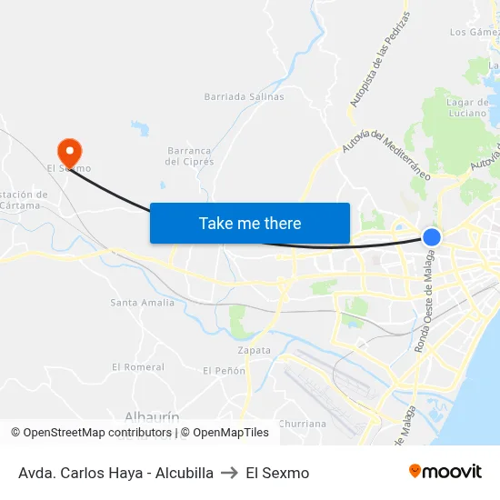 Avda. Carlos Haya - Alcubilla to El Sexmo map