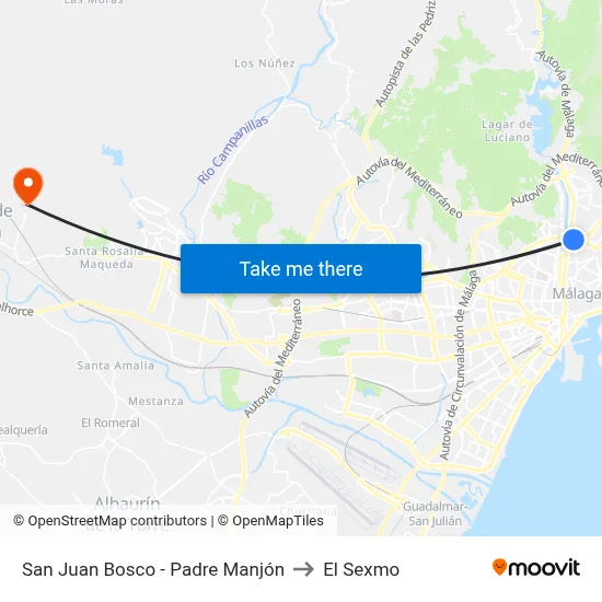 San Juan Bosco - Padre Manjón to El Sexmo map