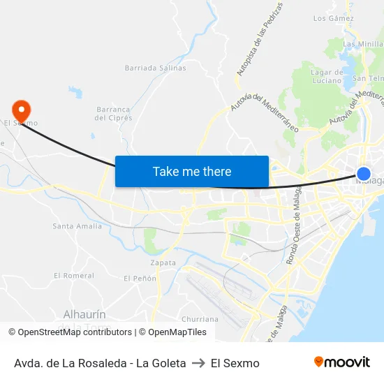 Avda. de La Rosaleda - La Goleta to El Sexmo map