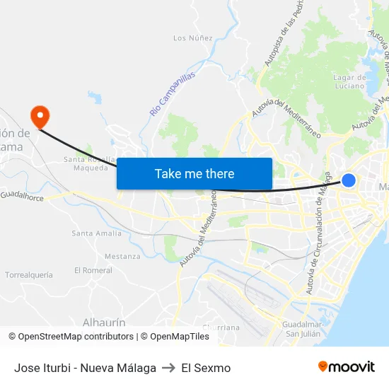 Jose Iturbi - Nueva Málaga to El Sexmo map