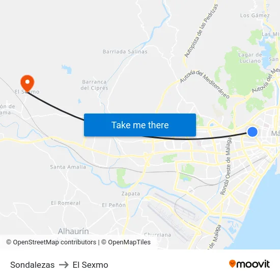 Sondalezas to El Sexmo map