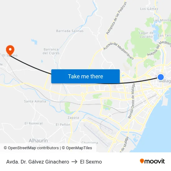 Avda. Dr. Gálvez Ginachero to El Sexmo map