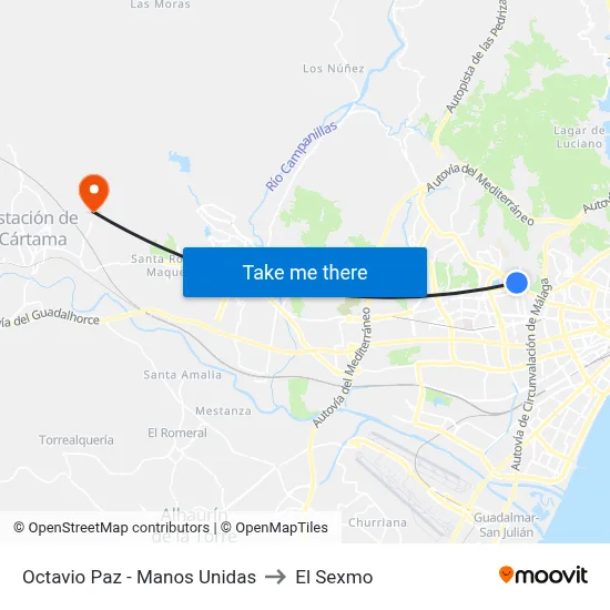 Octavio Paz - Manos Unidas to El Sexmo map
