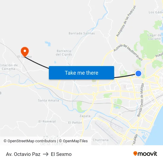 Av. Octavio Paz to El Sexmo map