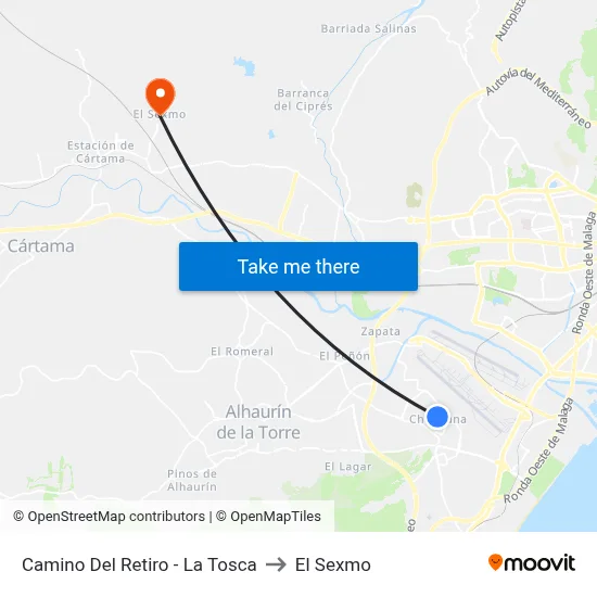 Camino Del Retiro - La Tosca to El Sexmo map