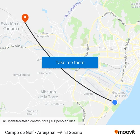 Campo de Golf - Arraijanal to El Sexmo map
