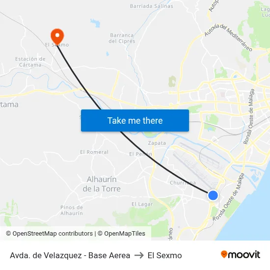 Avda. de Velazquez - Base Aerea to El Sexmo map