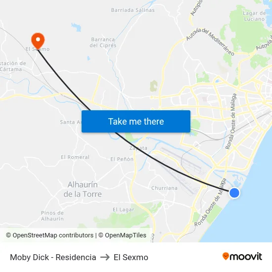 Moby Dick - Residencia to El Sexmo map