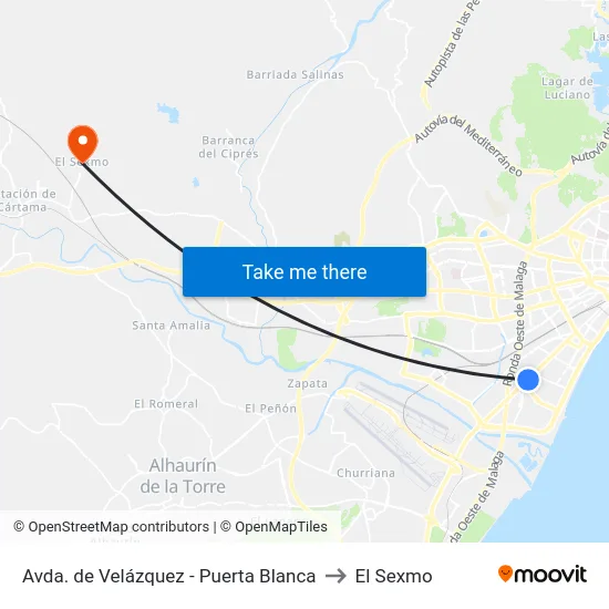 Avda. de Velázquez - Puerta Blanca to El Sexmo map
