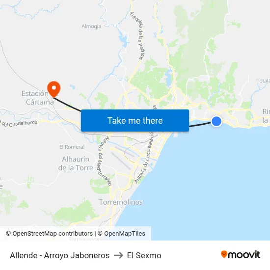 Allende - Arroyo Jaboneros to El Sexmo map