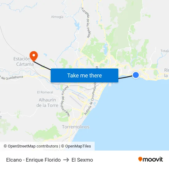 Elcano - Enrique Florido to El Sexmo map