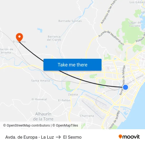 Avda. de Europa - La Luz to El Sexmo map