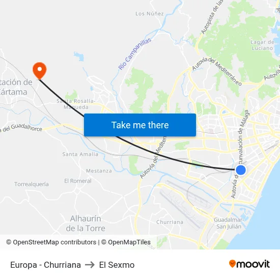 Europa - Churriana to El Sexmo map