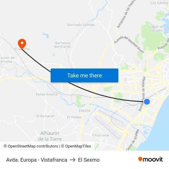 Avda. Europa - Vistafranca to El Sexmo map
