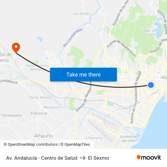 Av. Andalucía - Centro de Salud to El Sexmo map