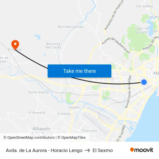 Avda. de La Aurora - Horacio Lengo to El Sexmo map