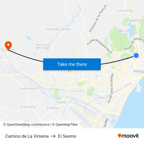 Camino de La Virreina to El Sexmo map
