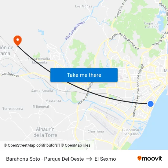 Barahona Soto - Parque Del Oeste to El Sexmo map