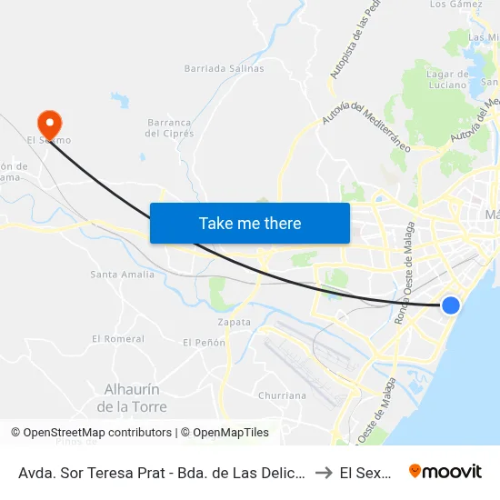 Avda. Sor Teresa Prat - Bda. de Las Delicias to El Sexmo map