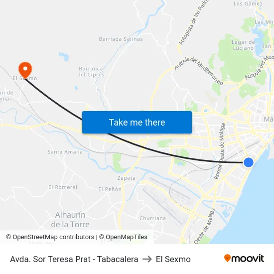 Avda. Sor Teresa Prat - Tabacalera to El Sexmo map