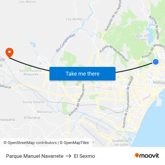 Parque Manuel Navarrete to El Sexmo map