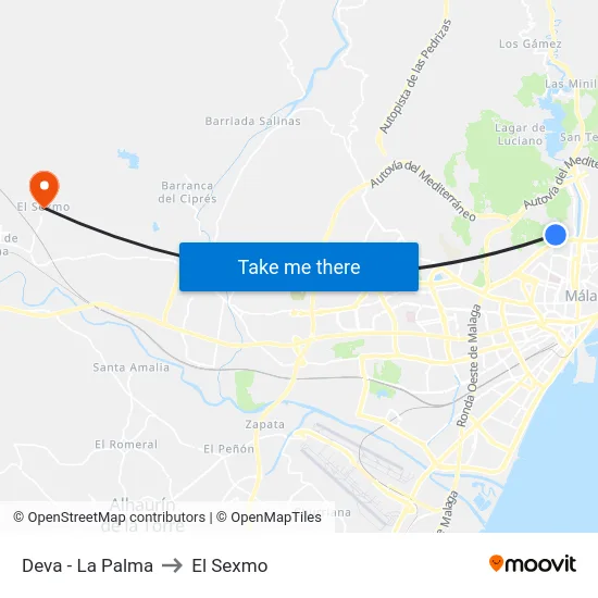 Deva - La Palma to El Sexmo map