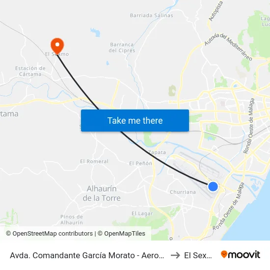 Avda. Comandante García Morato - Aeroclub to El Sexmo map
