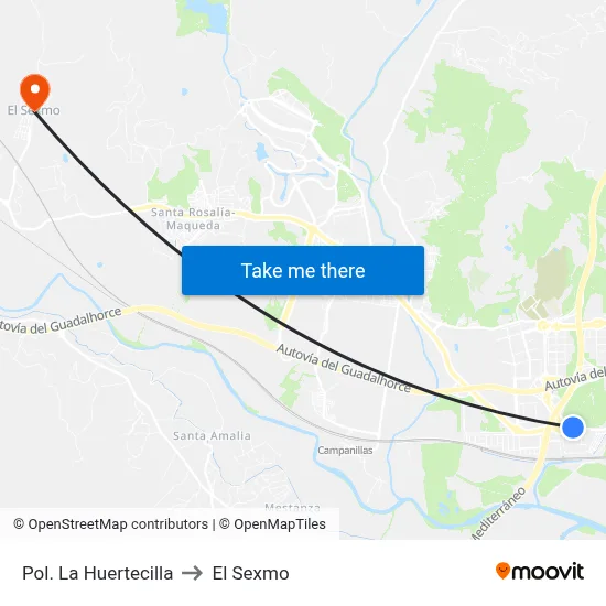 Pol. La Huertecilla to El Sexmo map
