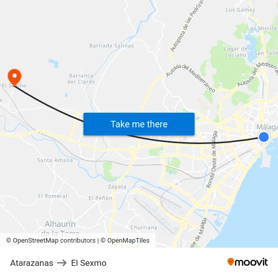 Atarazanas to El Sexmo map