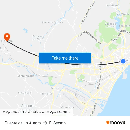 Puente de La Aurora to El Sexmo map